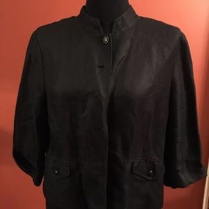 Emma James Sz 16 Black Linen Blend Jacket